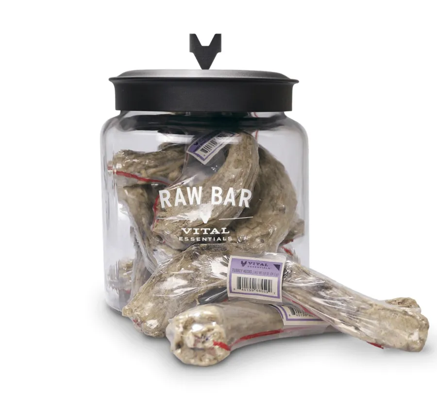Clearance Vital Essentials RAW BAR Turkey Necks Freeze-Dried Raw Dog Treats, 1-count