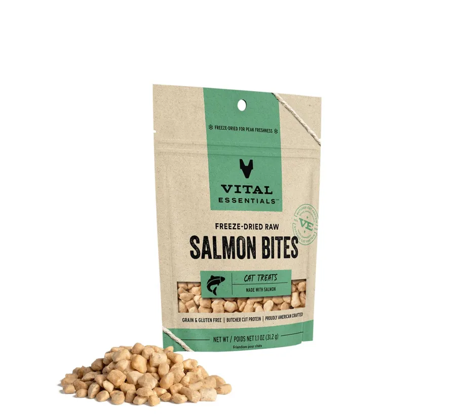Flash Sale Vital Essentials Salmon Bites Freeze-Dried Raw Cat Treats, 1.1-oz