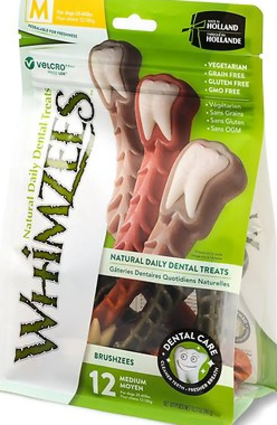 New Whimzees Brushzees Dental Dog Treats, Medium, 12 count
