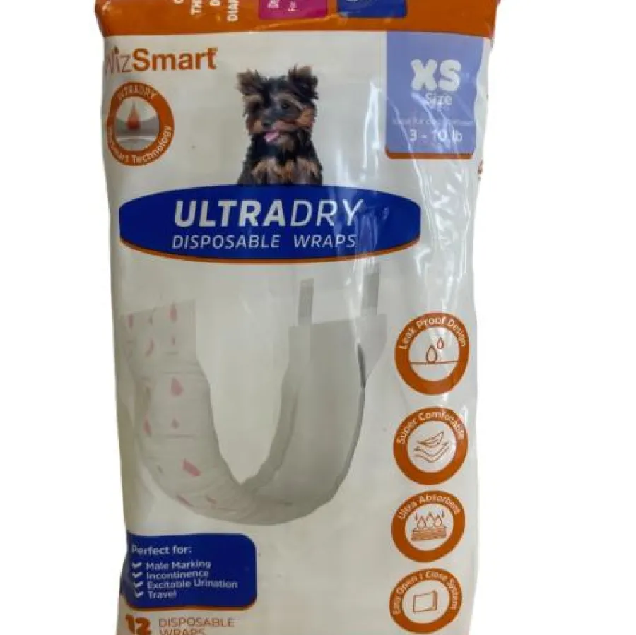 Cheap WizSmart (Petix) WizSmart UltraDry Male Dog Wraps, 12-count, X-Small